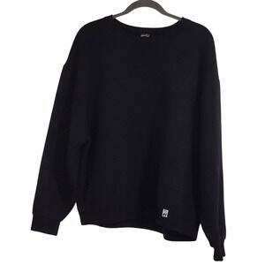 Russell Athletic Sweatshirt Men Lg Black Crewneck Long Sleeve Solid Pullover Y2K